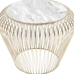 Sale KARE Design Side Table Beam Grey Marble Brass Ø43cm