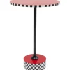 New KARE Design Side Table Domero Checkers Red Ø40cm
