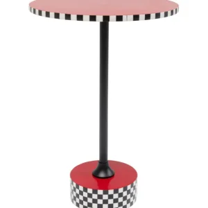 New KARE Design Side Table Domero Checkers Red Ø40cm