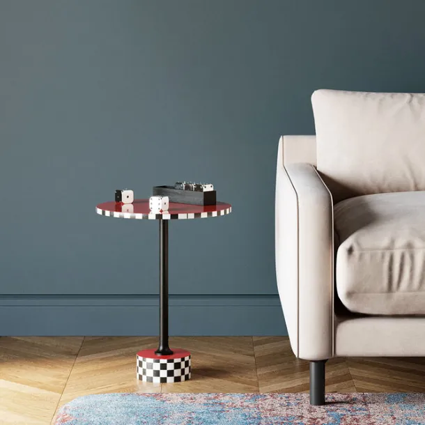 side_table_domero_checker_1.webp New KARE Design Side Table Domero Checkers Red Ø40cm