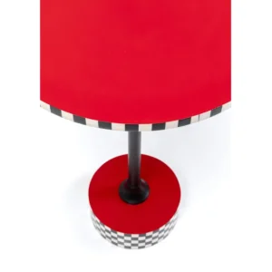 New KARE Design Side Table Domero Checkers Red Ø40cm