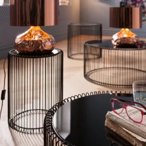 Outlet KARE Design Side Table Wire Black Ø44cm (2/Set)