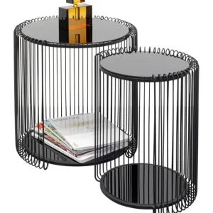 Outlet KARE Design Side Table Wire Double Black (2/Set)