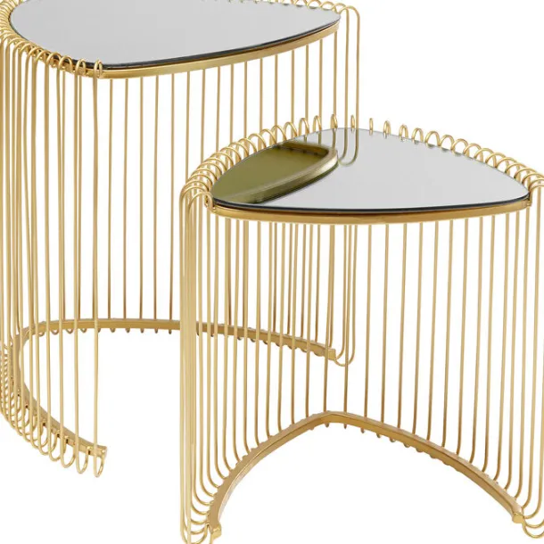 side_table_wire_triangle__0-1.webp Online KARE Design Side Table Wire Triangle Gold (2/Set)