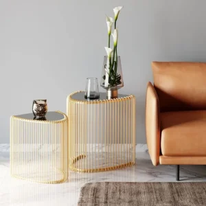 Online KARE Design Side Table Wire Triangle Gold (2/Set)
