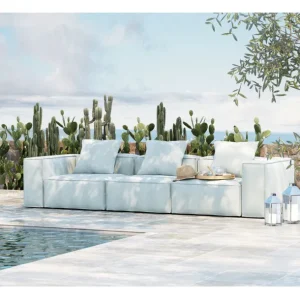Online KARE Design Sofa Korali Beach Outdoor Light Blue 320cm