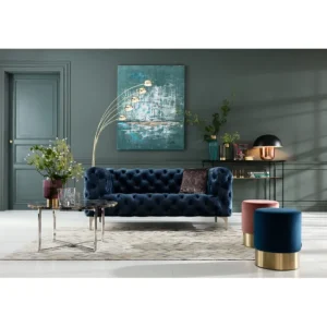 Fashion KARE Design Sofa Look 2-Seater Velvet Blue