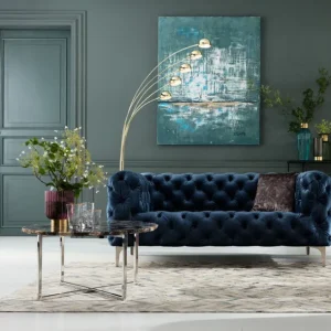 Fashion KARE Design Sofa Look 2-Seater Velvet Blue