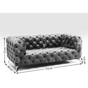 Fashion KARE Design Sofa Look 2-Seater Velvet Blue