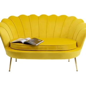 Best KARE Design Sofa Water Lily 2-Seater Gold Yellow