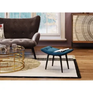 Online KARE Design Stool Black Vicky Velvet Bluegreen 59x37cm