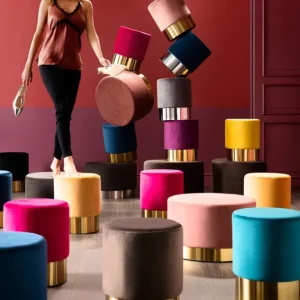 Online KARE Design Stool Cherry Black Brass Ø35cm