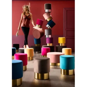Best KARE Design Stool Cherry Mauve Brass Ø35cm