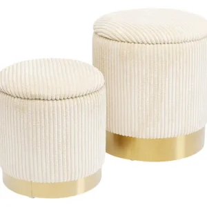 Fashion KARE Design Stool Cherry Storage Cord Creme (2/Set)