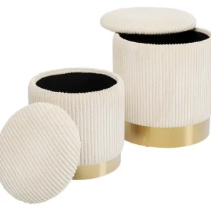 Fashion KARE Design Stool Cherry Storage Cord Creme (2/Set)