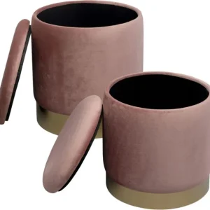 Hot KARE Design Stool Cherry Storage Mauve Brass (2/Set)