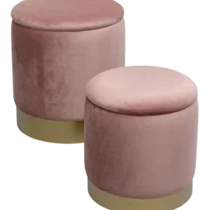 Hot KARE Design Stool Cherry Storage Mauve Brass (2/Set)