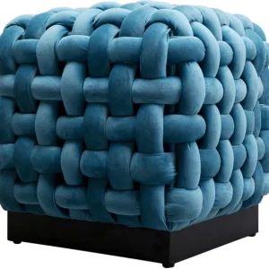 Sale KARE Design Stool Weave Square Blue 47x47cm