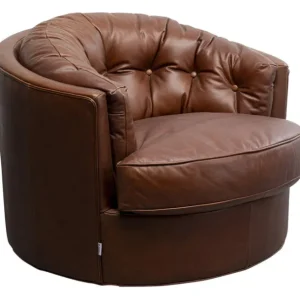 Outlet KARE Design Swivel Armchair Music Hall Leather Brown