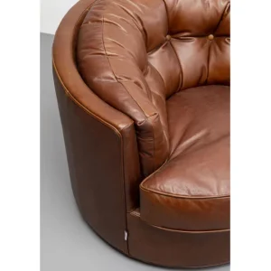 Outlet KARE Design Swivel Armchair Music Hall Leather Brown