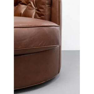 Outlet KARE Design Swivel Armchair Music Hall Leather Brown