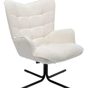 Fashion KARE Design Swivel Armchair Oscar Boucle Cream