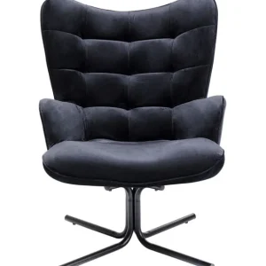 Fashion KARE Design Swivel Armchair Oscar Velvet Black