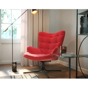 Clearance KARE Design Swivel Armchair Oscar Velvet Red