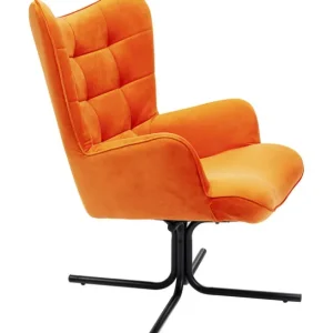 Clearance KARE Design Swivel Armchair Oscar Velvet Orange