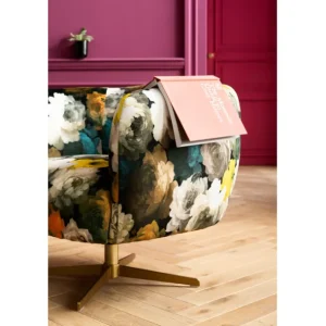 Hot KARE Design Swivel Armchair Peony Flower Yellow