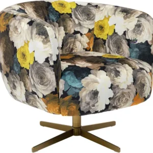 Hot KARE Design Swivel Armchair Peony Flower Yellow