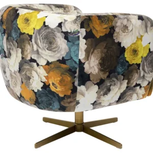 Hot KARE Design Swivel Armchair Peony Flower Yellow