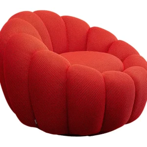 Best KARE Design Swivel Armchair Peppo Bloom Red