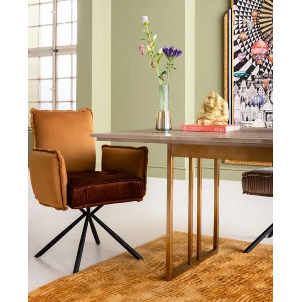swivel_chair_with_armrest_1-3.webp Sale KARE Design Swivel Chair with Armrest Chelsea Brown