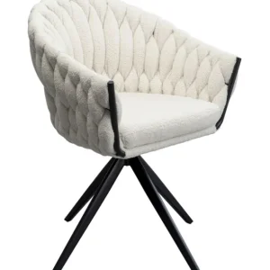 New KARE Design Swivel Chair with Armrest Knot Boucle