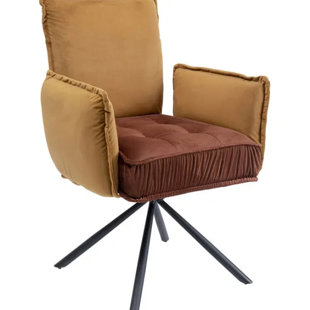 swivel_chair_with_armrest_3-3.webp Sale KARE Design Swivel Chair with Armrest Chelsea Brown