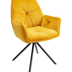Hot KARE Design Swivel Chair with Armrest Mila Yellow