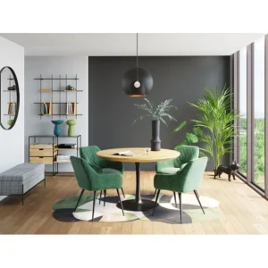 Outlet KARE Design Table Invitation Set Oak Black Ø120cm