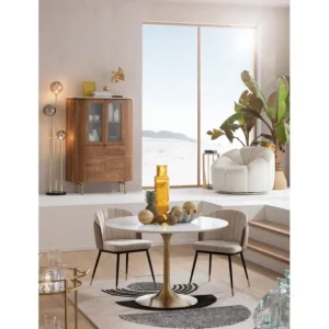 Outlet KARE Design Table Invitation Set White Brass Ø120cm
