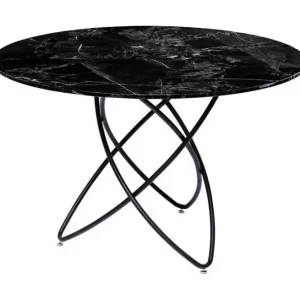 Hot KARE Design Table Molekular Black Marble Glass Ø120cm