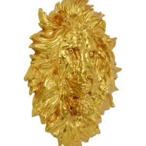 Clearance KARE Design Wall Object Lion Head Gold 90x100cm