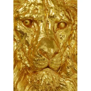 Clearance KARE Design Wall Object Lion Head Gold 90x100cm